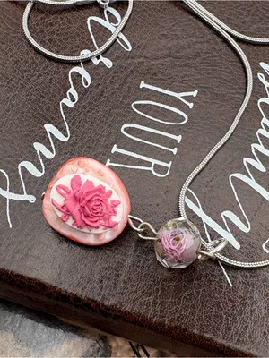 Y2K Handmade Pink Cameo Shell Necklace Cottagecore Romantic Pendant thumbnail 3