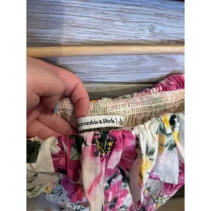 NWT Abercrombie & Fitch Pink Floral Smocked Off Shoulder Mini Dress thumbnail 6