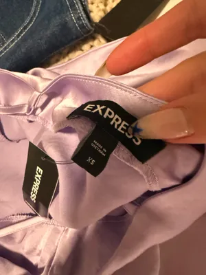 EXPRESS Purple Cowl Neck Satin Slip Dress thumbnail 7