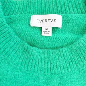 Evereve Thea Green Black Striped Crewneck Sweater Womens Medium Raglan Knit thumbnail 3