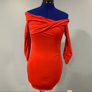 Majorelle Revolve Cypress Red Off Shoulder Long Sleeve Mini Dress thumbnail 2