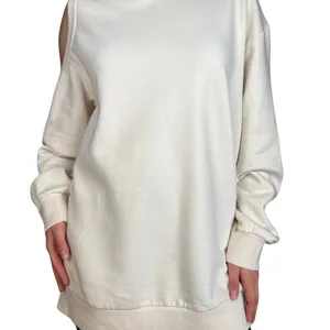 Future Collective One Cold Shoulder Pullover‎ Hoodie Cream Size 1X thumbnail 2