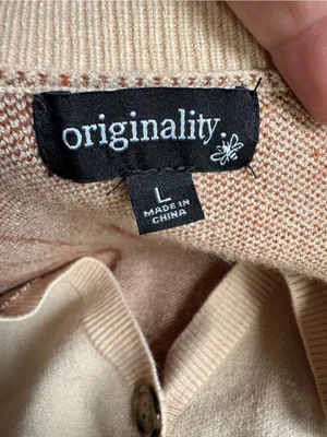 NWT Tan & Brown Checkered Mountain Scene Button Down Cardigan Sweater thumbnail 6