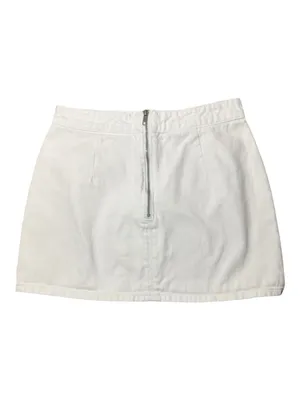 LIONESS White High-Waist Denim Mini Skirt with Front Slit thumbnail 3