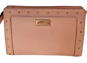Kate Spade Pink Leather Clutch w/Wrist Strap & Embellished with Brass‎ Studs thumbnail 1