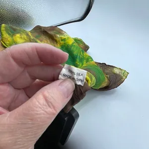 100% silk tie dyed 10” X 56” scarf had rolled. thumbnail 4
