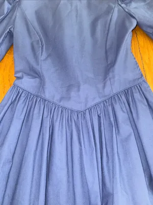 Laura Ashley Vintage v waist puff sleeve Classic Blue women's midi maxi dress 8 thumbnail 2