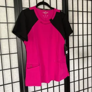 Careisma Keyhole Neck Scrub Top Pink Black Small thumbnail 2