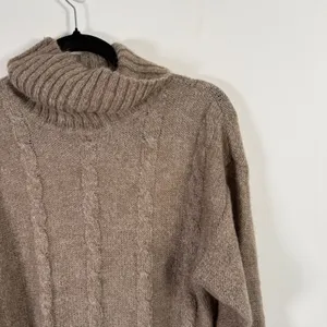 Umberto Severi Turtleneck Sweater Brown Cable Knit Mohair Italian Vtg Womens Med thumbnail 9