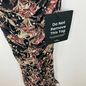Lulus Mizela Black Floral Mesh One-Shoulder Midi Dress Party Stretchy Small NWT thumbnail 9