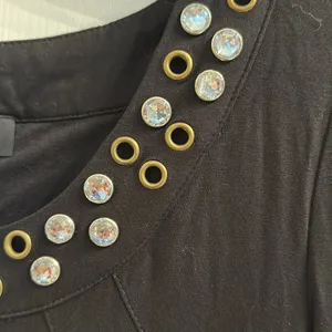 INC Black Top with Gems and Rivets Size M thumbnail 2