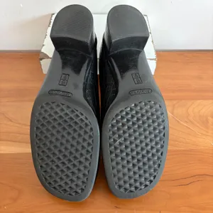 Aerosoles Pepperoni Black Croc Embossed Mules Block‎ Heel Square Toe Mens 10M thumbnail 8