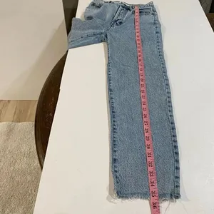 PacSun High Rise Straight Leg Jeans Size 23 Light Wash Raw Hem thumbnail 8