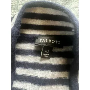 Talbots Navy Blue Off White Stripe Open Front Cardigan XS thumbnail 4