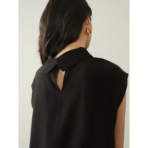 Commense Elegant Leisure Cap Sleeve Classic Top Flowy Black XS thumbnail 4
