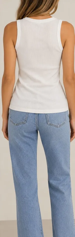 We The Free Free People White Ribbed V-Neck Tank Top Size M Minimalist thumbnail 1