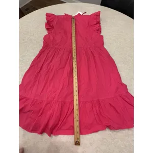 Caroline Constas Designer Tiered Ruffled Mini Dress Hot‎ Pink 100% Cotton thumbnail 15