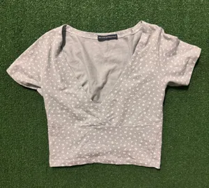 Brandy Melville Gray Floral Wrap Crop Top thumbnail 1