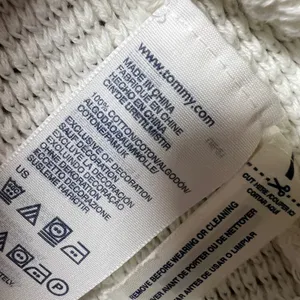 Tommy Hilfiger White V-Neck Cotton Knit Sweater‎ Womens Large Textured Pullover thumbnail 3