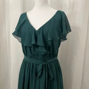 NWT JJ's House Chiffon Bridesmaid Dress Cascading Ruffles Sz 6 Dark Green 206476 thumbnail 3