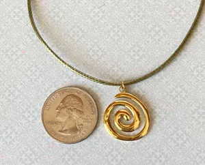 Handmade gold tone stainless steel spiral swirl uzumaki funky boho grunge style necklace🌀 thumbnail 5