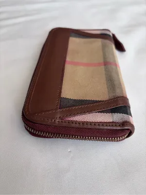 Authentic Burberry Pink House Check Zip Wallet - Leather Refinished / As Is thumbnail 3