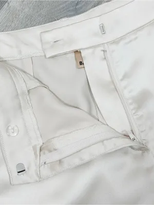Bailey 44 Satin Cargo Pants Trousers Cream Medium High Waist Ankle Tapered thumbnail 6
