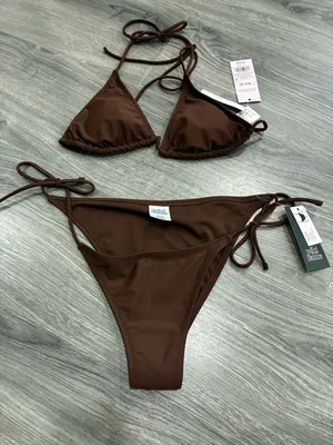 wild fable Brown Tie-Side Triangle Bikini thumbnail 1
