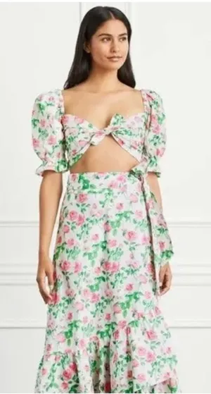 Hill House the Isabella Top pink roses Size M NWT thumbnail 1