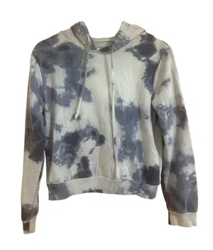 Boutique Brand Size Small Blue Tie Dye Hooded Sweatshirt thumbnail 1