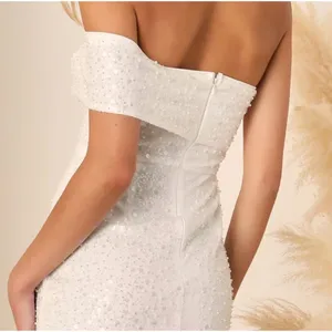 Lulus White‎ One Shoulder Sequin Pearl Embellished Mini Dress NWT Size S thumbnail 2
