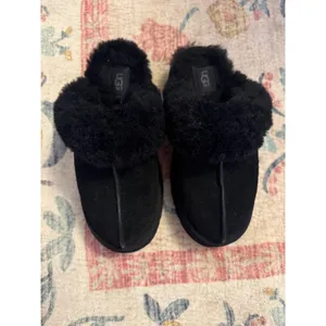Ugg Women's Disquette Black Shearling Platform Slippers Clogs Size 8 thumbnail 3