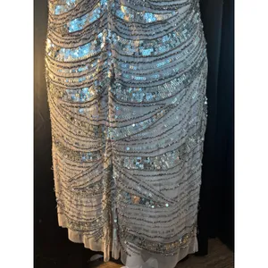 Patra Vintage Sequin Beaded Cocktail Dress Silver Art Deco Gatsby Sz 16 RN 65518 thumbnail 5