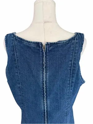 Abercrombie - Mila Squareneck Denim Mini Dress Blue Sz XL Petite thumbnail 6