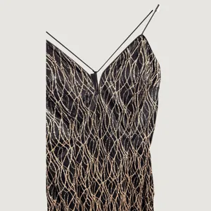 Dancing Queen USA Black Gold Glitter Wave Slit Formal Prom Gown Dress XL thumbnail 16