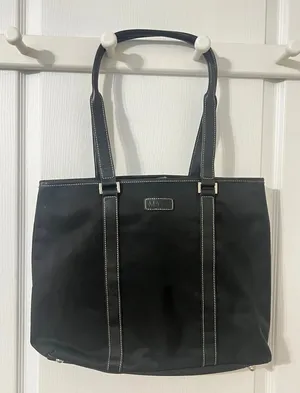 FINAL PRIce MAXX Black Nylon & Leather Tote / Shoulder Handbag thumbnail 1