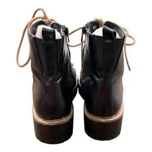 A New Day Combat Boots Womens 10 Black Faux Fur Trim Lug Sole Zipper Hiking Moto thumbnail 4