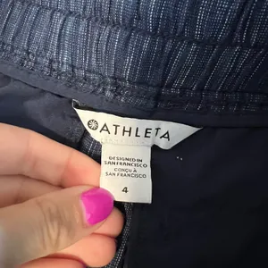 Athleta Cabo Linen Textured‎ Striped Shorts Blue Pinstripe Women's 4 thumbnail 5