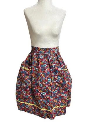 Vintage Apron With Pocket Handmade Red Floral With Pockets thumbnail 5