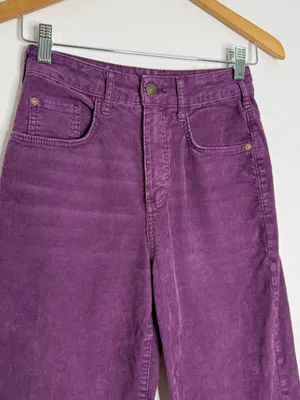 Pilcro Corduroy Wide Leg Pants Size 24 Purple High Rise Anthropologie thumbnail 3