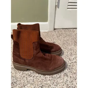 Women's Side 8 Boots Faux Suede Tan Brown Ribbed Mid-Calf Pull On Stretch thumbnail 6
