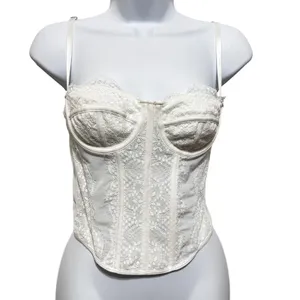 Womens Cottage Coquette‎ Corset Top Small White Lace Bustier Lingerie Bridal thumbnail 3