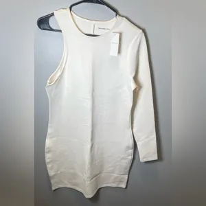 Abercrombie & Fitch Women's‎ NWT Ivory Asymmetrical Bodycon Dress Short Size XL thumbnail 3