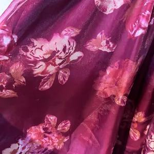 Wild Fable Short Dress SZ XL Burgundy Sheer Floral Smocking Short Puffy Sleeves thumbnail 9