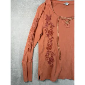 Sundance Catalog Orange Embroidered Sweatshirt Size M Boho Western Beachy thumbnail 5