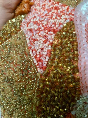 Handcrafted India Beaded Sequin Bamboo Handle Handbag Pink Coral Gold NEW thumbnail 8