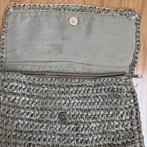 H&M Boho‎ Beachy Metallic Woven Straw Clutch Wristlet OS Gold thumbnail 5