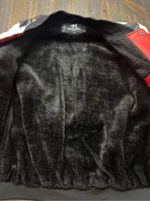 Red and White Racing Bomber Jacket with Checkered Details thumbnail 6