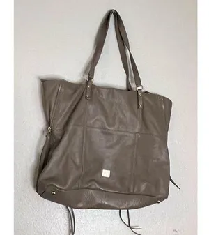 Kooba Genuine Leather Tote Shoulder Straps Bag Taupe EVERETTE Gold tone hardware thumbnail 1