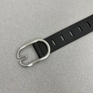 Anthropologie Belt Womens Large Black Leather Adjustable Silver Buckle OB2342950 thumbnail 2